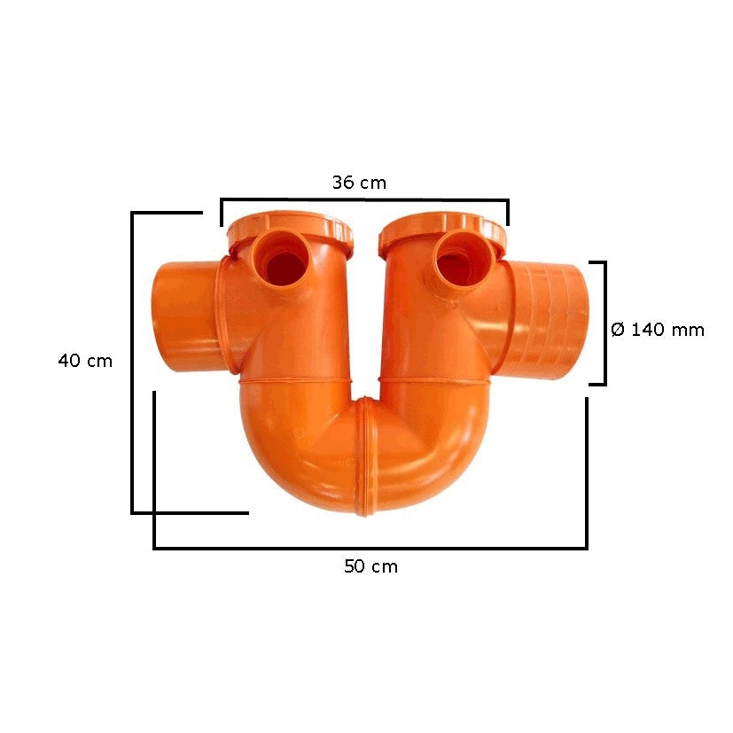 Sifone ad "U" con sfiato in pvc : Diametro - 140