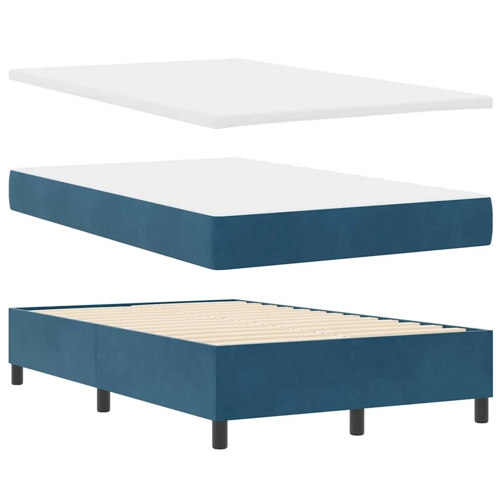 Letto a Sorgente LED Blu Scuro 120 x 190 cm Tessuto
