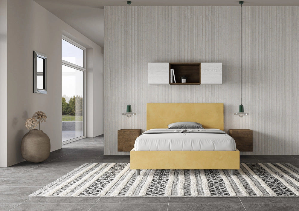 Letto Matrimoniale Extra Large 200x200 cm con Rete Adele Ocra
