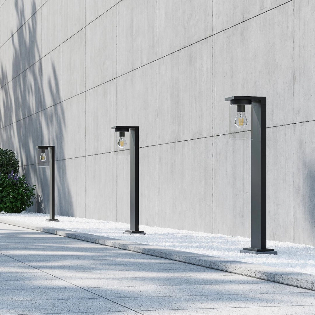 Paletto luce esterno ARDILA nero E27 65cm alluminio Trio
