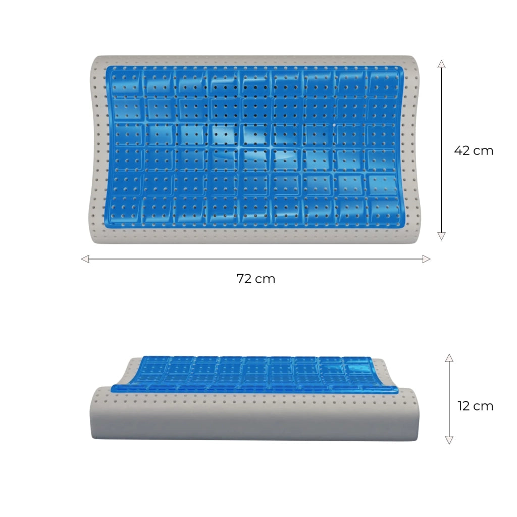 Cuscino in memory foam con Gel - Cervicale e Termoregolatore - Stop al Sudore - Kratos - 72x42x12/8/9cm