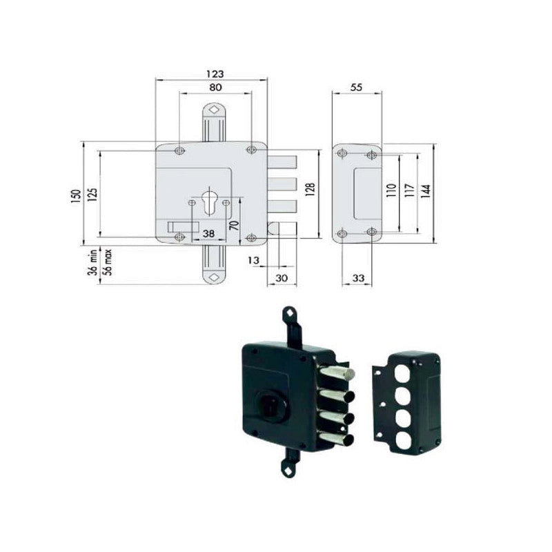 Serratura Sicurezza Triplice Sx 56162-60-2 Cisa