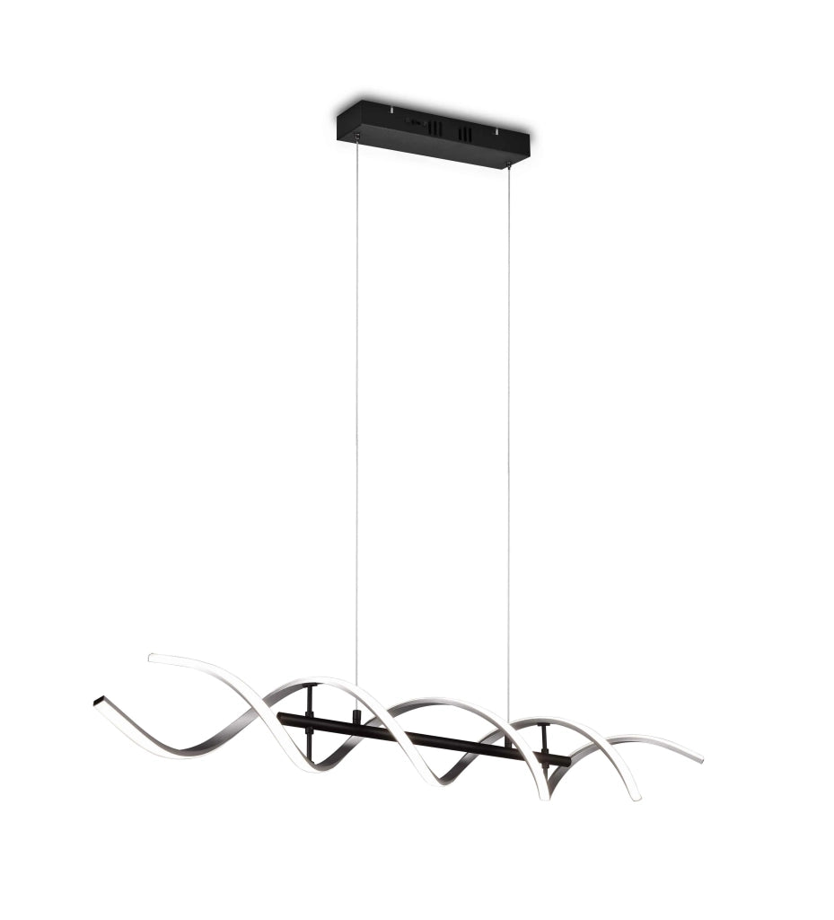 Lampada a sospensione LED spirale, metallo, alluminio e nero, L 104 cm, Sequence
