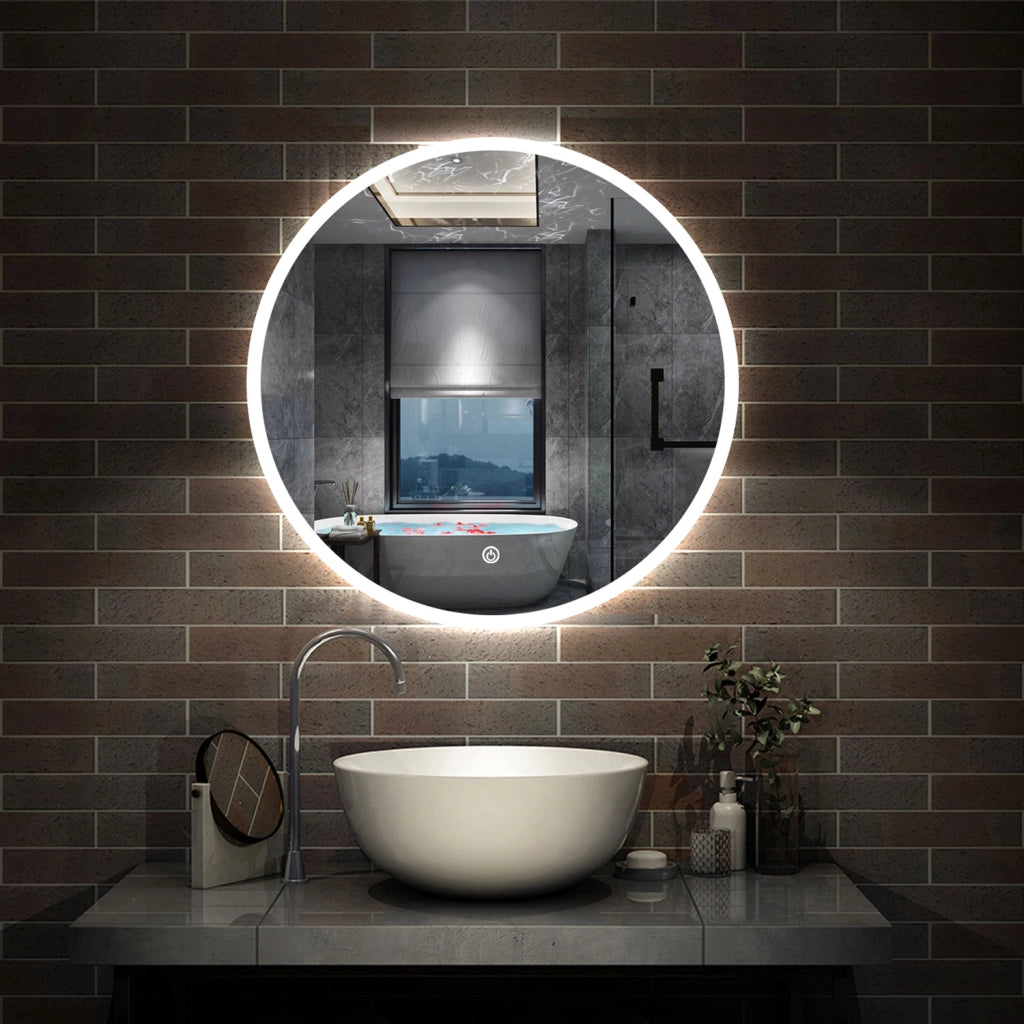 specchio 120 cm rotondo con luce led antiappannamento e touch