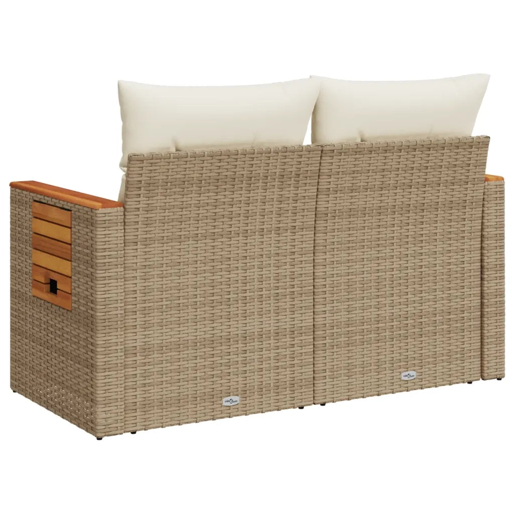 Divano da Giardino con Cuscini a 2 Posti-Sofa da giardino Beige in Polyrattan 704336
