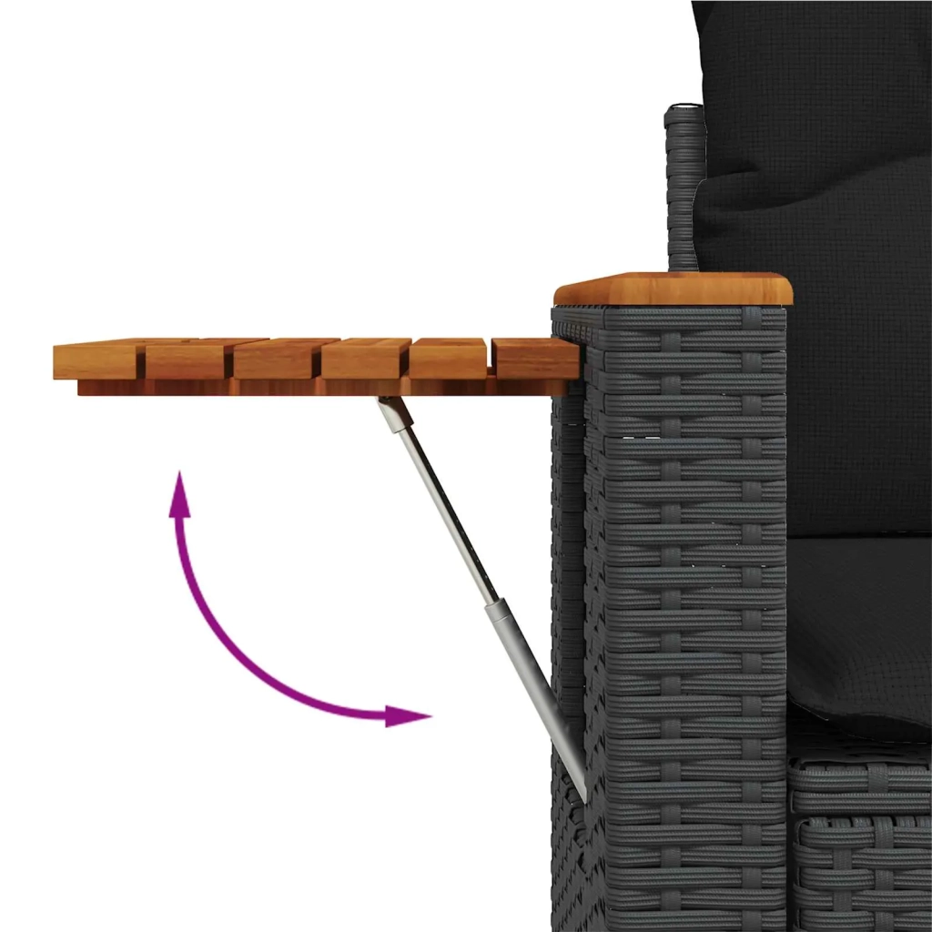 Set Divano da Giardino 9 pcs Nero polyrattan 3363064
