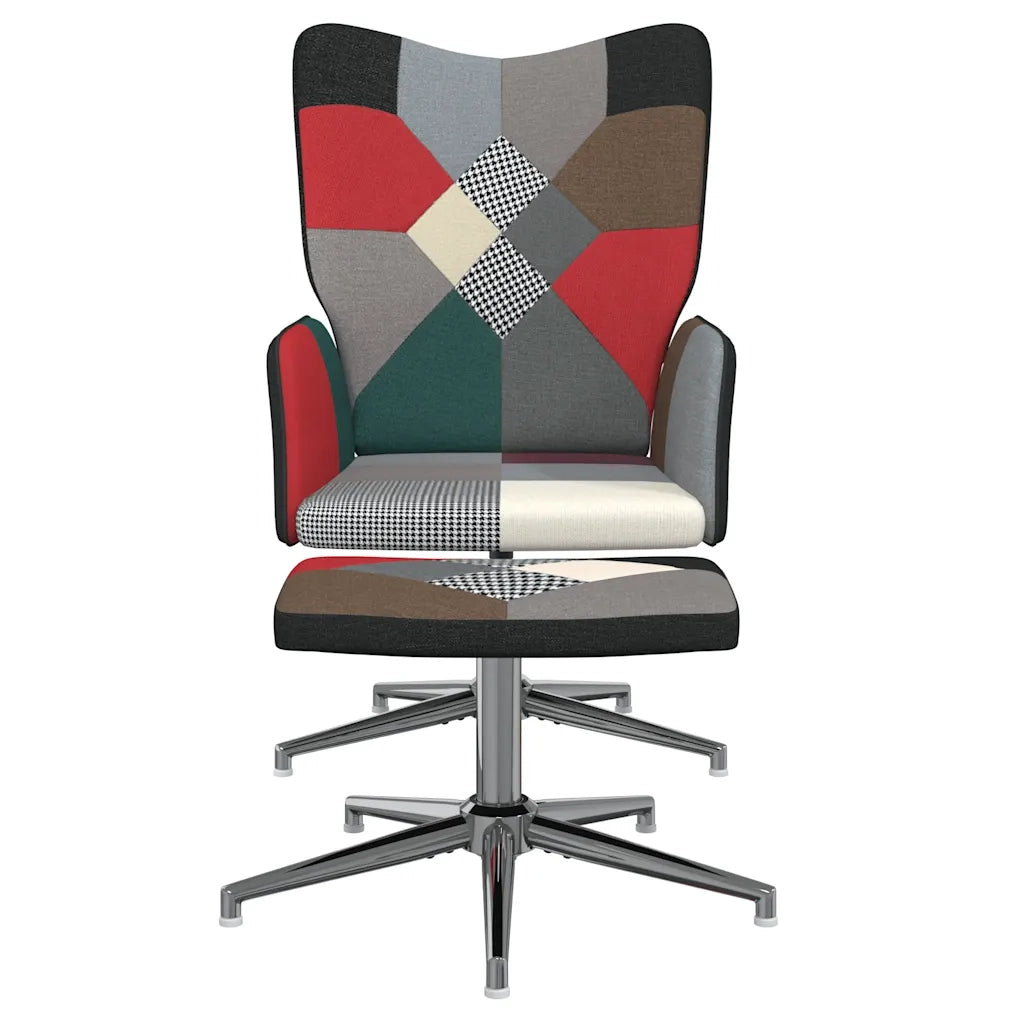 Sedia Relax con Sgabello in Tessuto Patchwork 328202