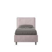 Letto singolo con rete imbottito 80x190 microfibra glicine Appia