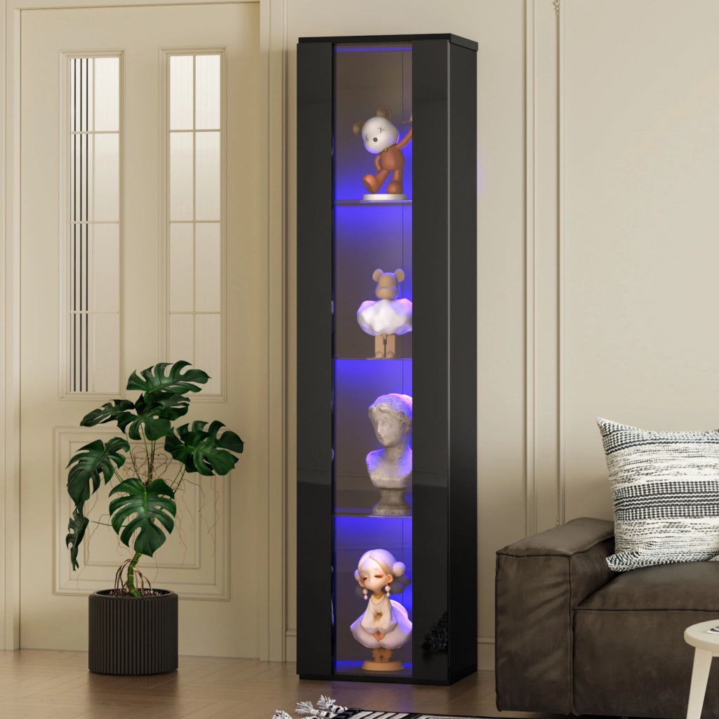 Vetrina 40x29x170 cm a 4 livelli con LED multicolore e controllo APP nera