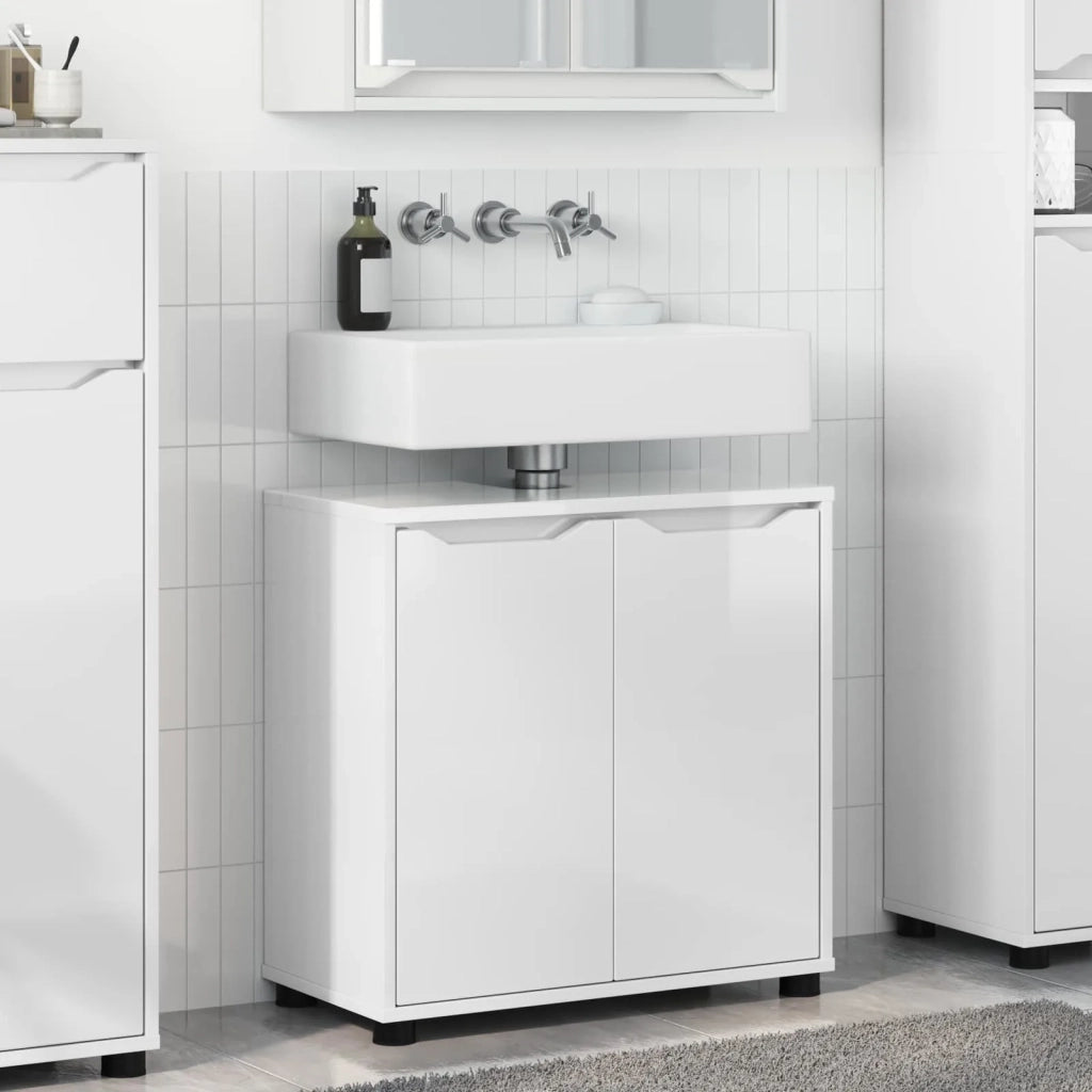 Mobile per lavabo da bagno Bianco Lucido 60 x 30 x 60 cm 888751