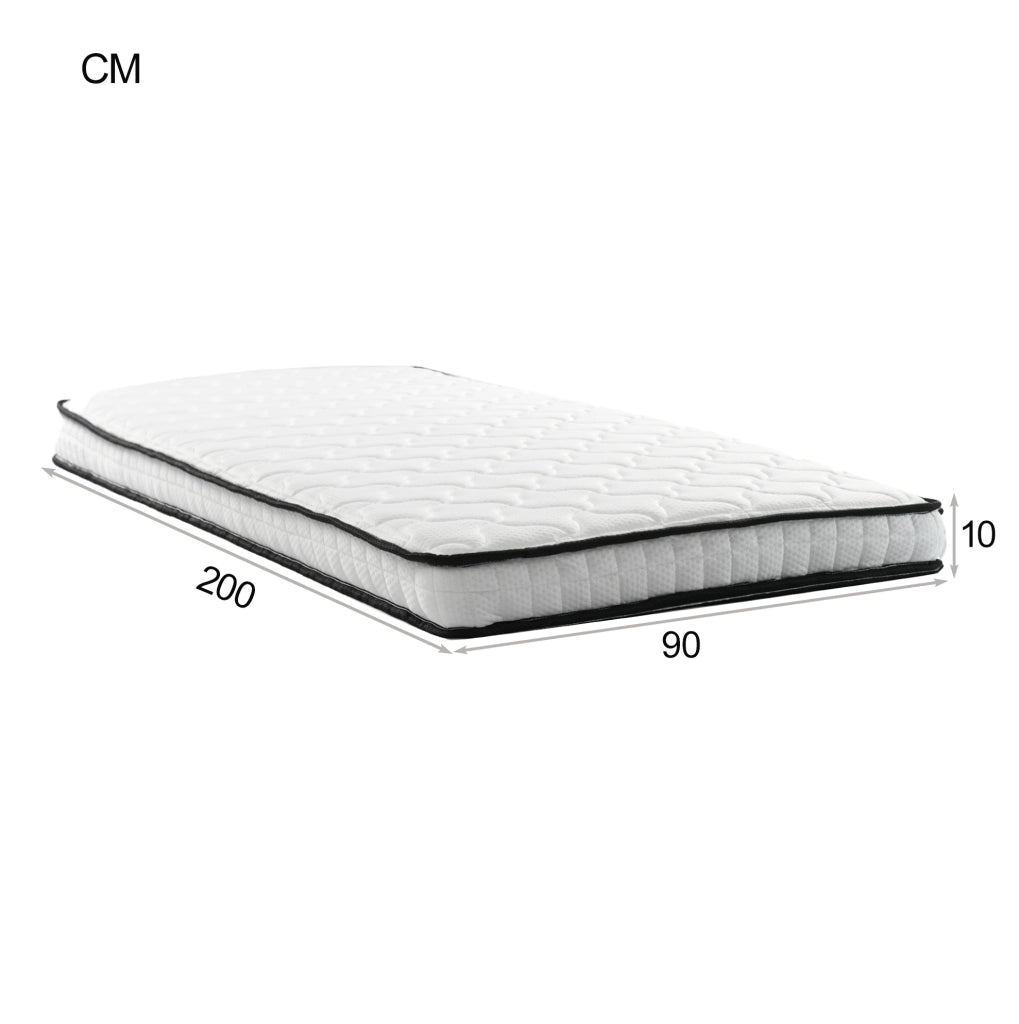 Materasso a molle 90x200 cm; h 10 cm; ergonomico; bianco