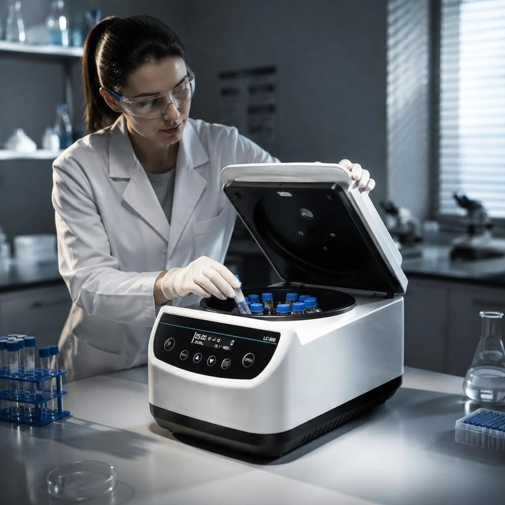 RCF Electric Laboratory Centrifuge Machine 100-2100 Xg With 1 Rotor For 2/5/10/15/50 Ml Tube Capacity, Adjustable 500-4000 Rpm, Low Noise For Laboratory Experiments