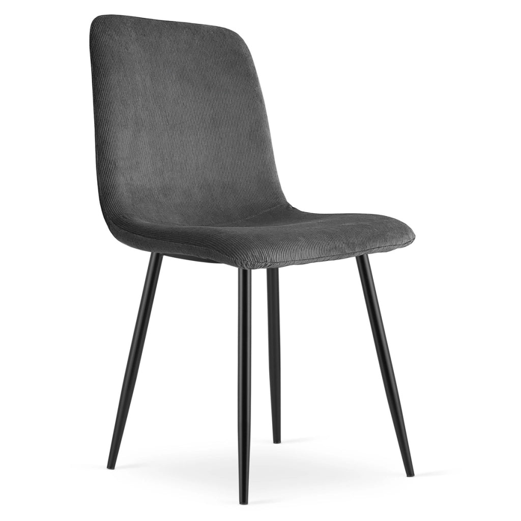 Set di 2 sedie Rift in velluto a coste grigio e metallo