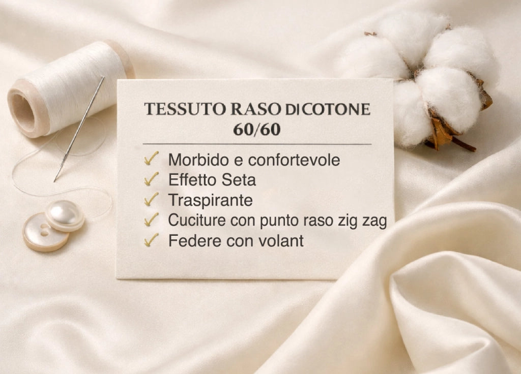 Parure Copripiumino Matrimoniale Raso Cotone Floreale Dis. Artemisia