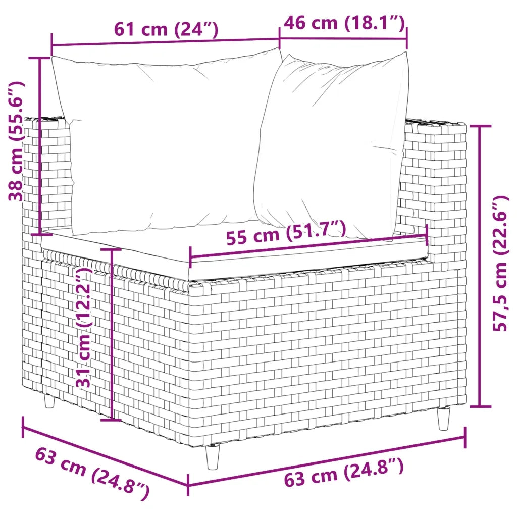 Set Divano da Giardino 9 pz con Cuscini Grigio in Polyrattan 3308298