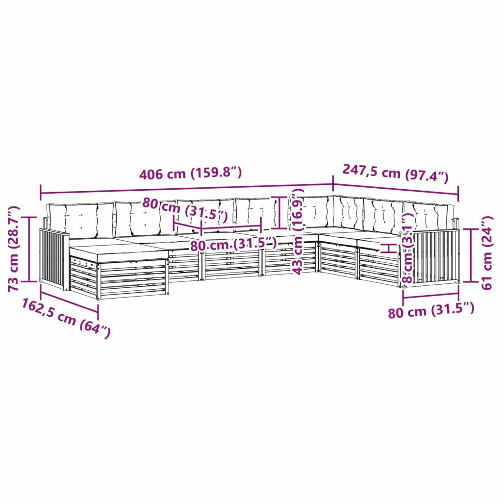 Set di divani da esterno 8 pz Bianco e Antracite 3390962