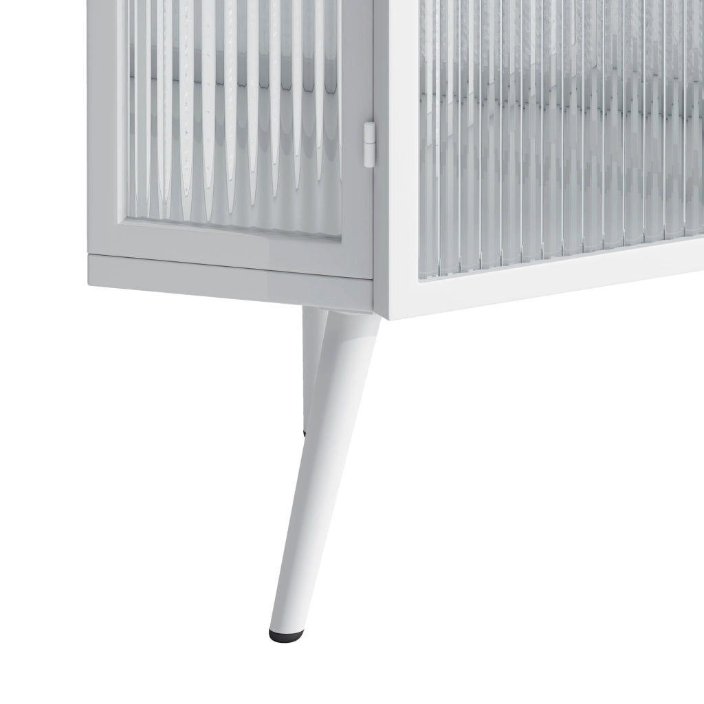 Mobile angolare 80 cm con anta e ripiani in metallo e vetro temperato bianco