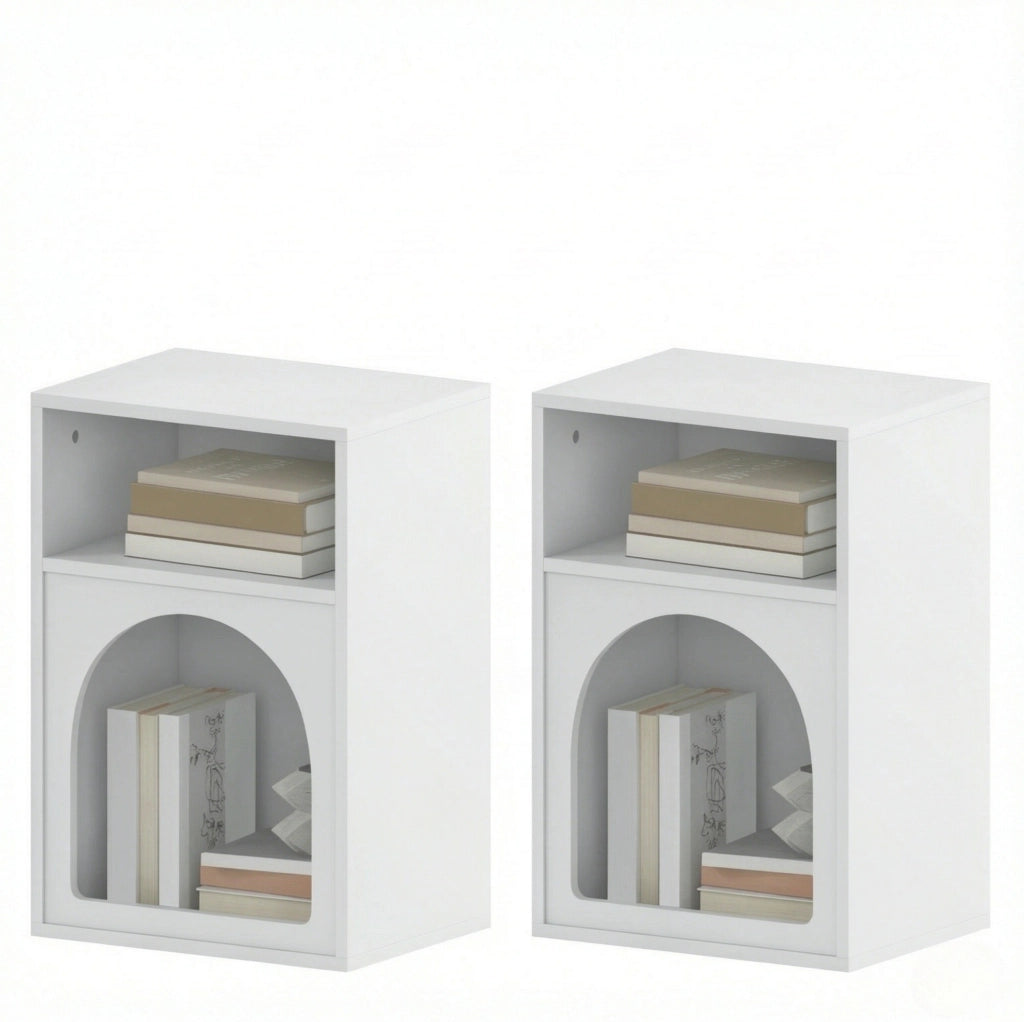 Set di 2 Comodini con Ripiani Aperti 40 x 30 x 60 cm Bianchi - Tavolini per Camera da Letto