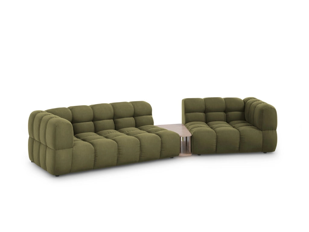 Cosmopolitan Design - Divano modulare destro "Sky" 3 posti in velluto verde chiaro 