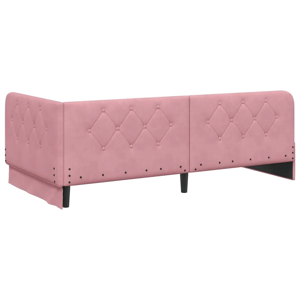Cornice del letto ad angolo Rosa 90 x 190 cm Velluto