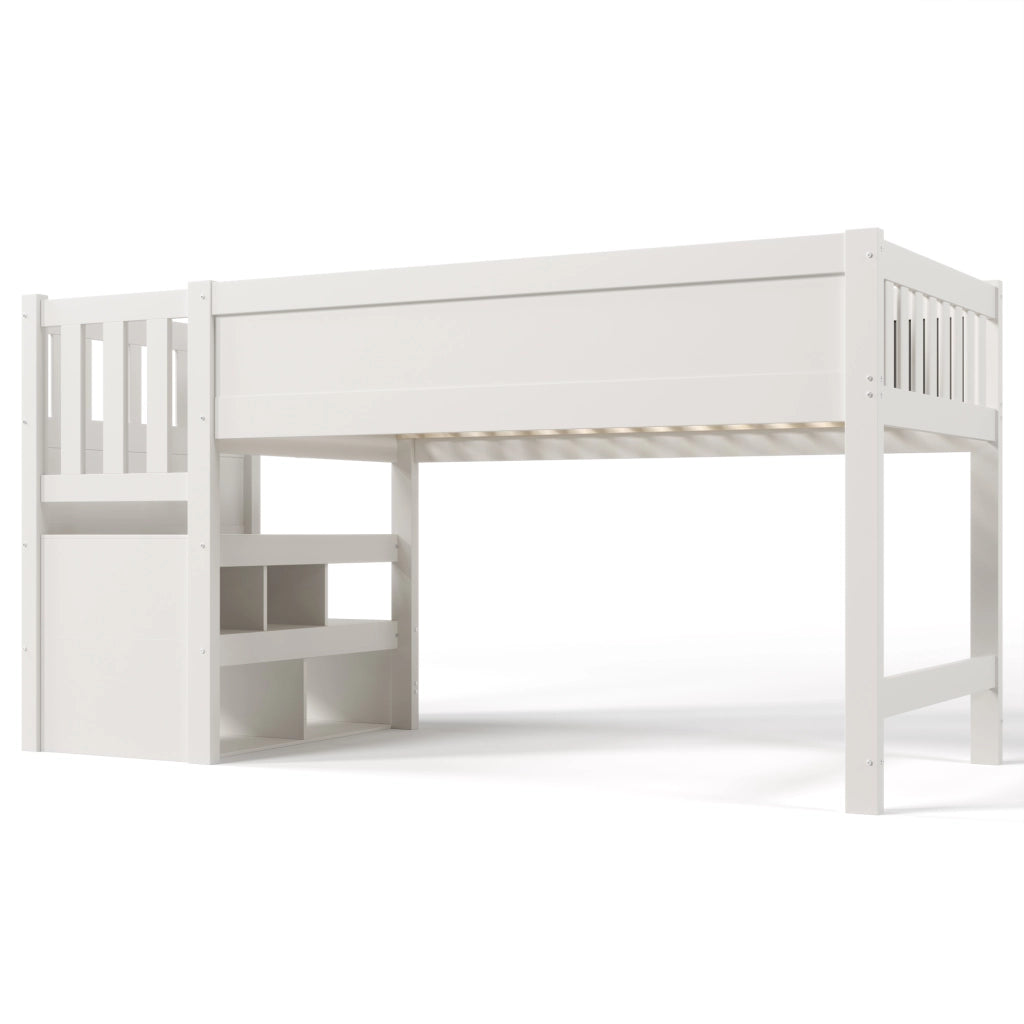 Letto rialzato per bambini bianco con lavagna 90 x 200 cm