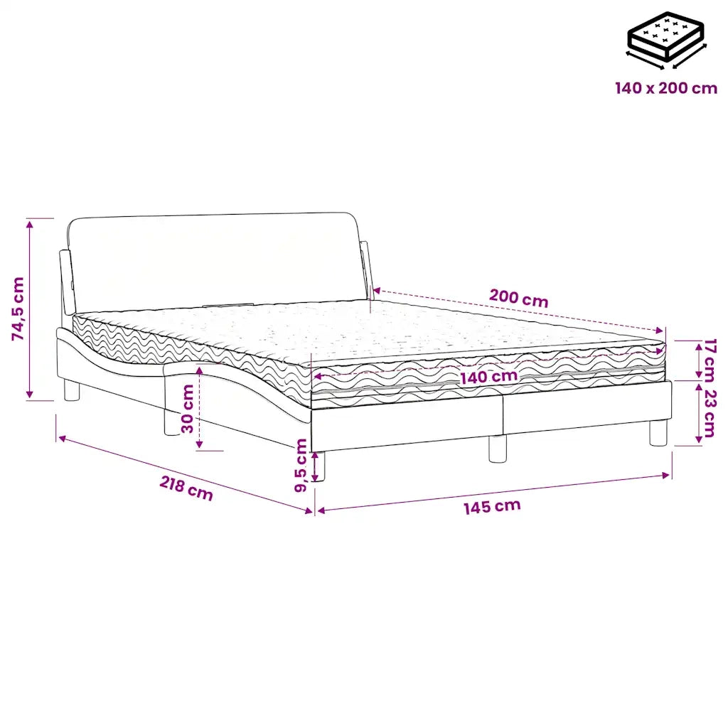 Letto con Materasso Dover Bianco 140x200 cm in Similpelle 3208418