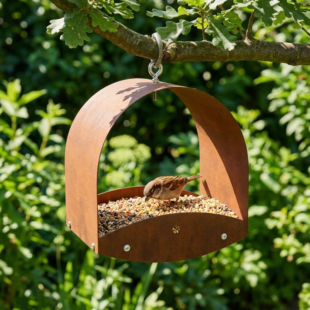 Mangiatoia per uccelli sospesa Acciaio Corten Ruggine 8014223