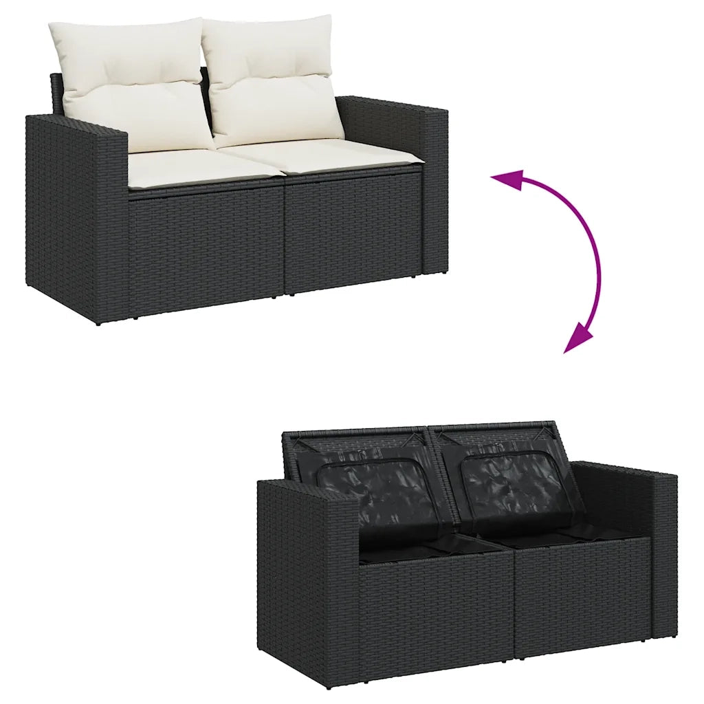 Set Divani da Giardino 5 pz con Cuscini in Polyrattan Nero 3256329