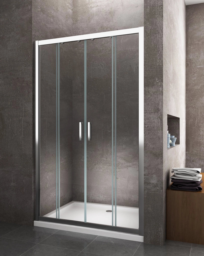 Porta doccia vetro 6 mm con apertura centrale a 4 ante per installazione in nicchia Altezza 190 cm 133-138 REGOLABILE