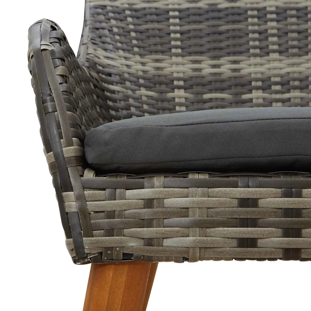 Set da Pranzo per Giardino con cuscino 3 pcs Grigio polyrattan 3261677