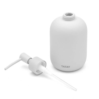 Dispenser sapone liquido d'appoggio grigio chiaro in ceramica soft touch