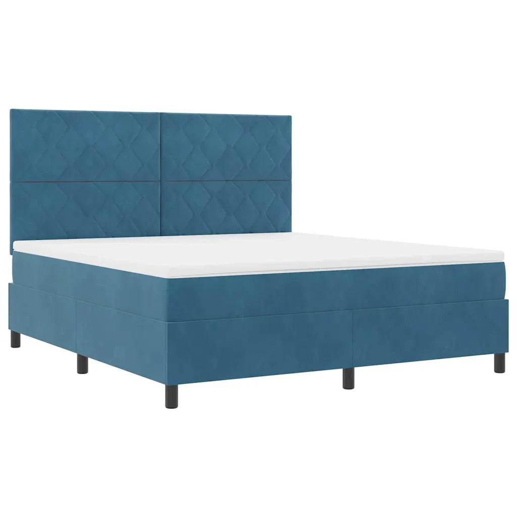 Letto a Sorgente LED Blu Scuro 180 x 200 cm Velluto 3343398