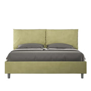 Letto matrimoniale senza rete imbottito 160x210 microfibra tè verde Antea