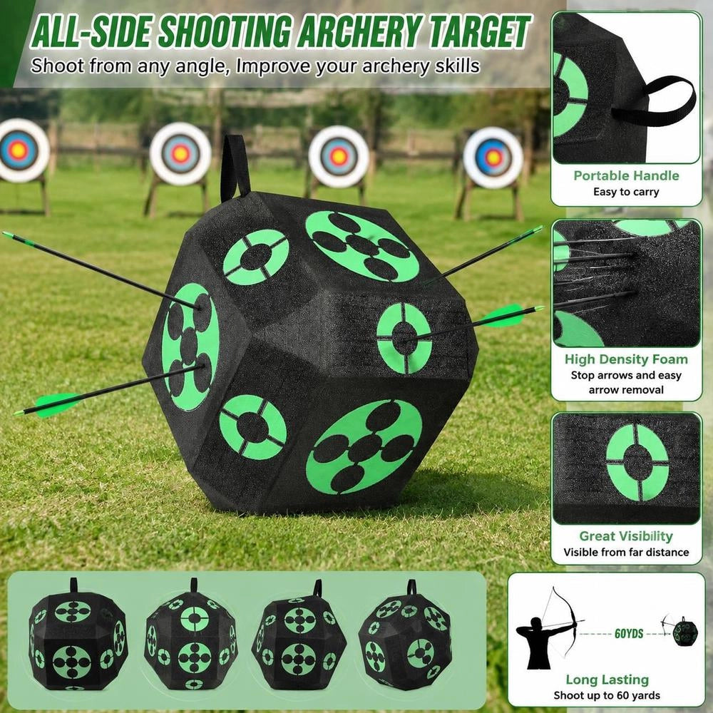 381 X 381 X 381 Mm Archery Target, Cube Archery Target For Recurve Bows, Compound Bows Or Longbows, Portable Bow Arrow Target For Children, Youth, And Adults, Black