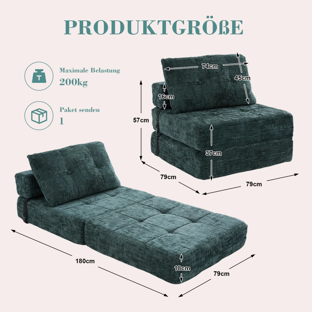 Divano Letto Pieghevole con Cuscini ¨C MINIMAL ¨C Materasso Foldable, Sofa da Terra