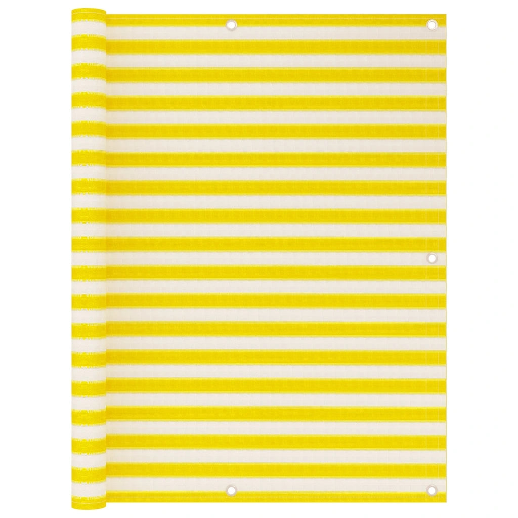 Paravento da Balcone Giallo e Bianco 120x600 cm in HDPE 310883