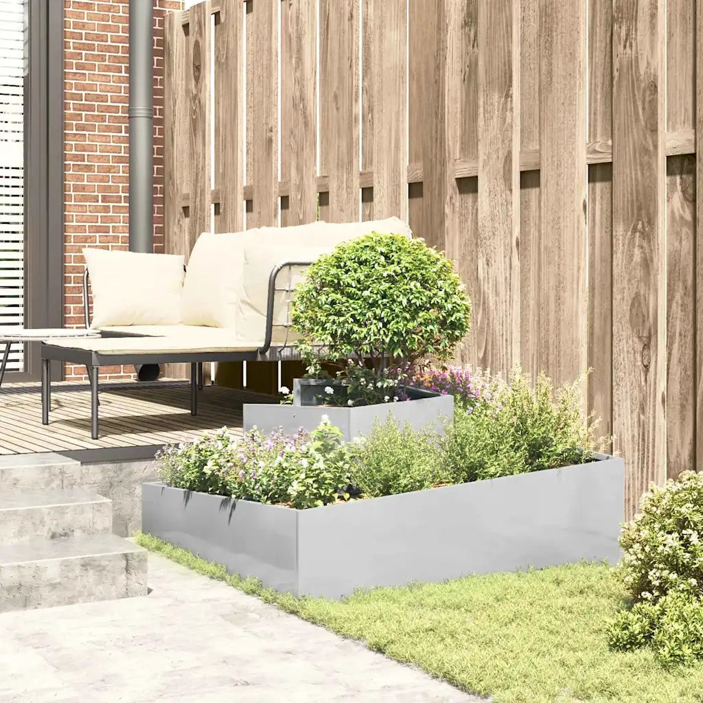 Vaso da giardino Argento 100 x 100 x 50 cm Acciaio inossidabile