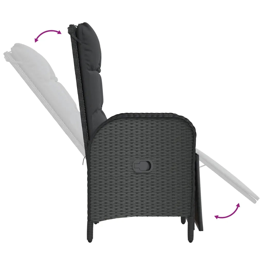 Set da Pranzo da Giardino 7 pz Nero con Cuscini in Polyrattan 3185078