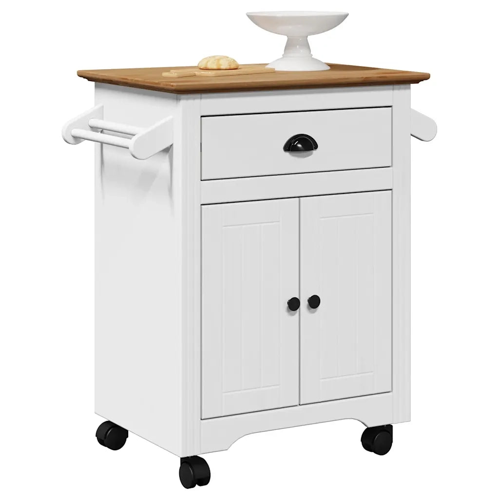 Carrello da Cucina BODO Bianco e Marrone 72x45x80 cm 4016876