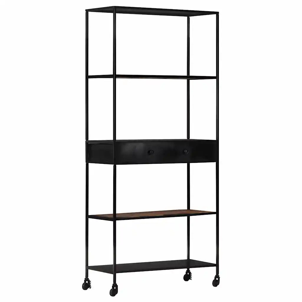 Libreria 80x35x180 cm in Legno di Mango Grezzo e Ferro 323734