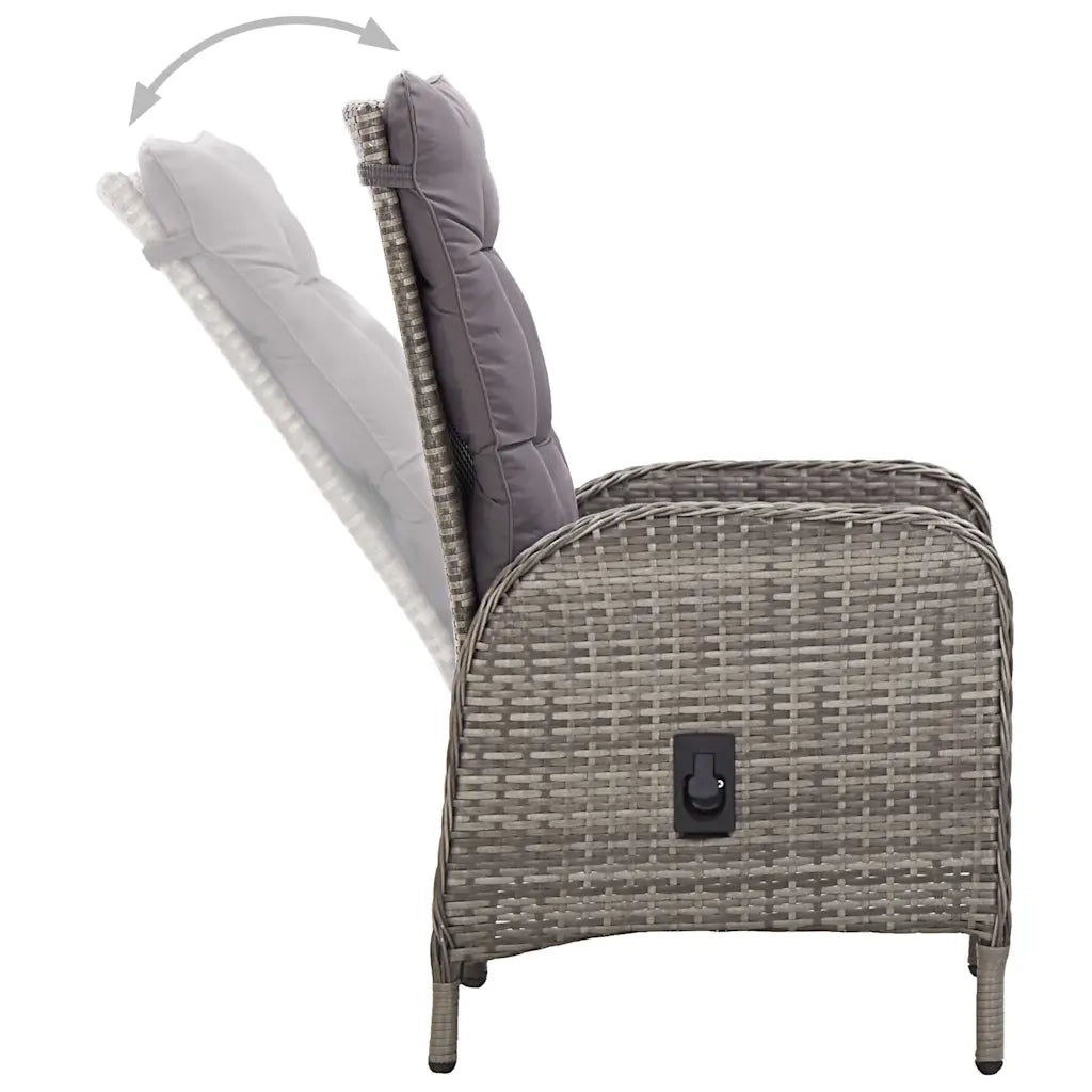 Set Pranzo da Giardino 11pz in Polyrattan Grigio 3058554