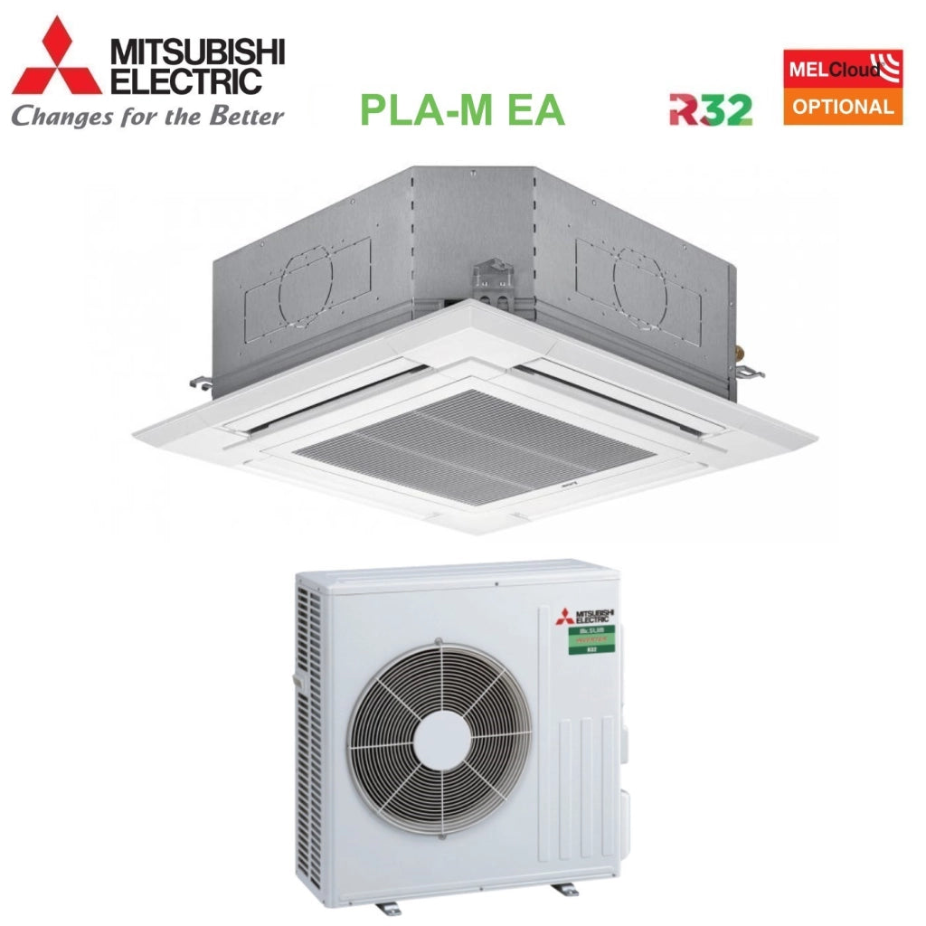 Climatizzatore Condizionatore Mitsubishi Electric Cassetta 90x90 a 4 Vie 21000 Btu PLA-M60EA + SUZ-M60VA R-32 Wi-Fi Optional con Griglia Inclusa