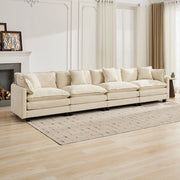 Divano 4 posti ¨C Minimal ¨C Beige tessuto imbottito cuscini