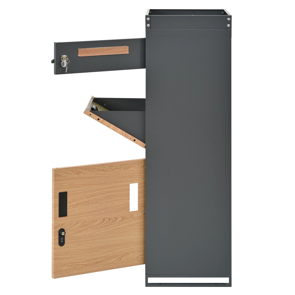 Cassetta postale da esterno con cassetto per pacchi ¨C Minimal ¨C con serratura a combinazione, materiale resistente alle intemperie