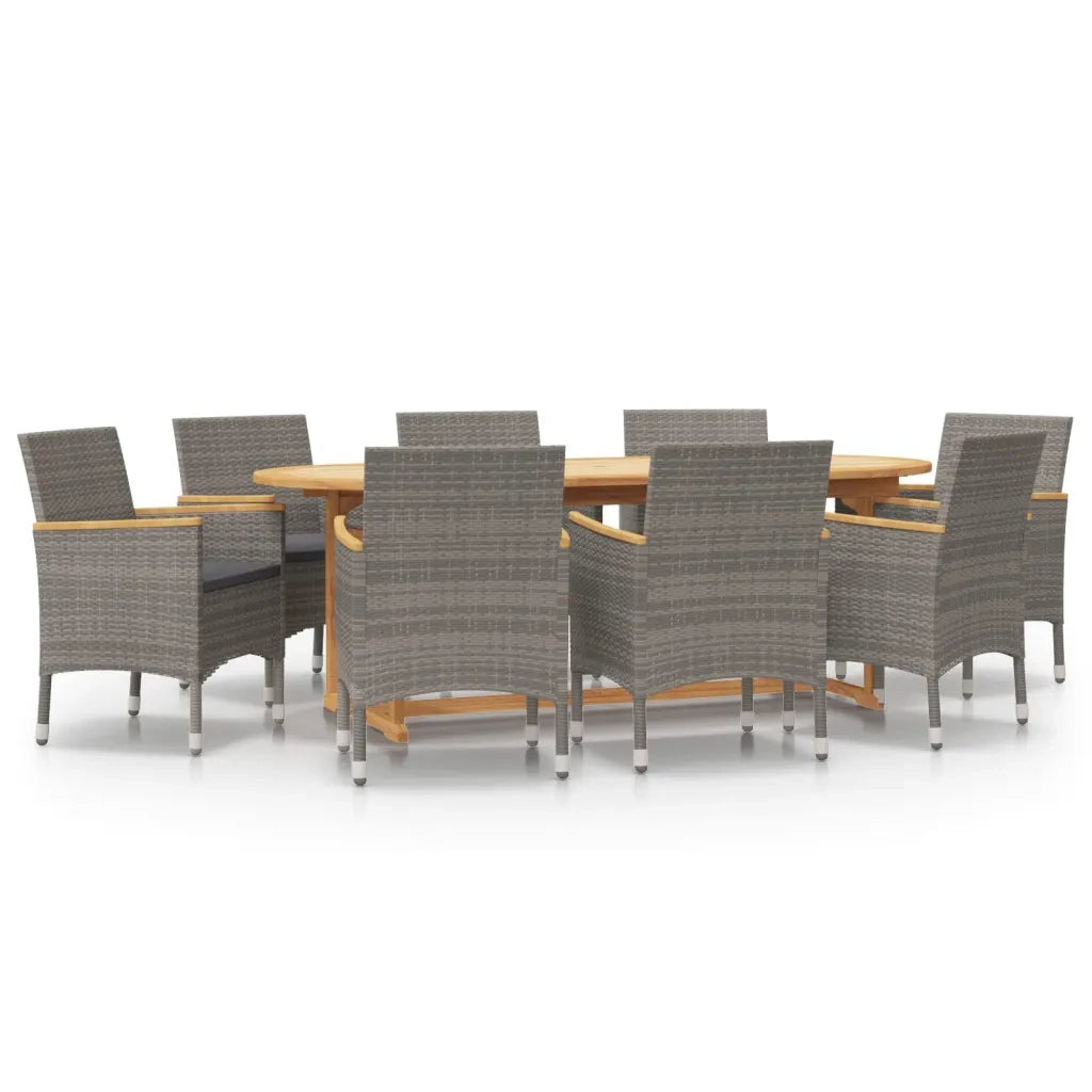 Set da Pranzo per Giardino 9 pz con Cuscini Grigio 3103601
