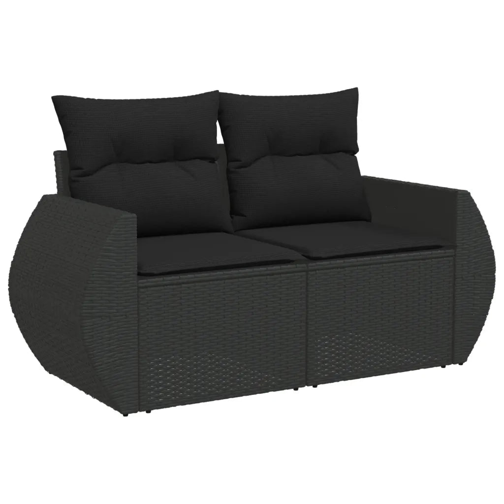 Set Divani da Giardino 5 pz con Cuscini in Polyrattan Nero 3221314