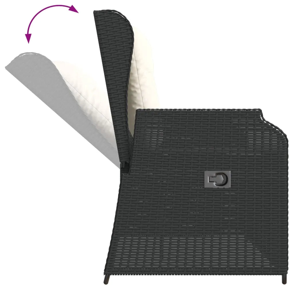 Set Divani da Giardino 3 pz con Cuscini Nero in Polyrattan 3262747