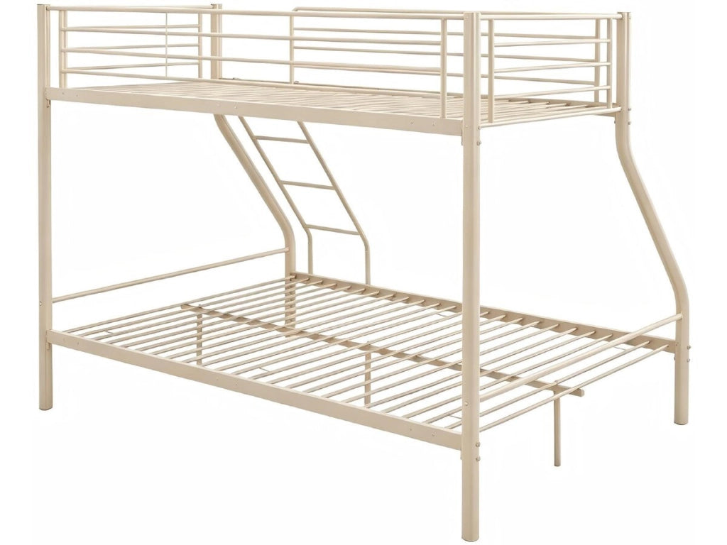 Letto a castello con rete inclusa in metallo "Leo" - 90/140 x 190 cm - Taupe