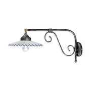 Applique Classica L&aposAquila Metallo E Ceramica Nero Sfumato Argento 1 Luce E27