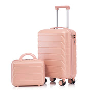 Set valigie ABS 2 pezzi con spinner e combinazione, rosa. Include trolley 14"/19" e beauty case 14